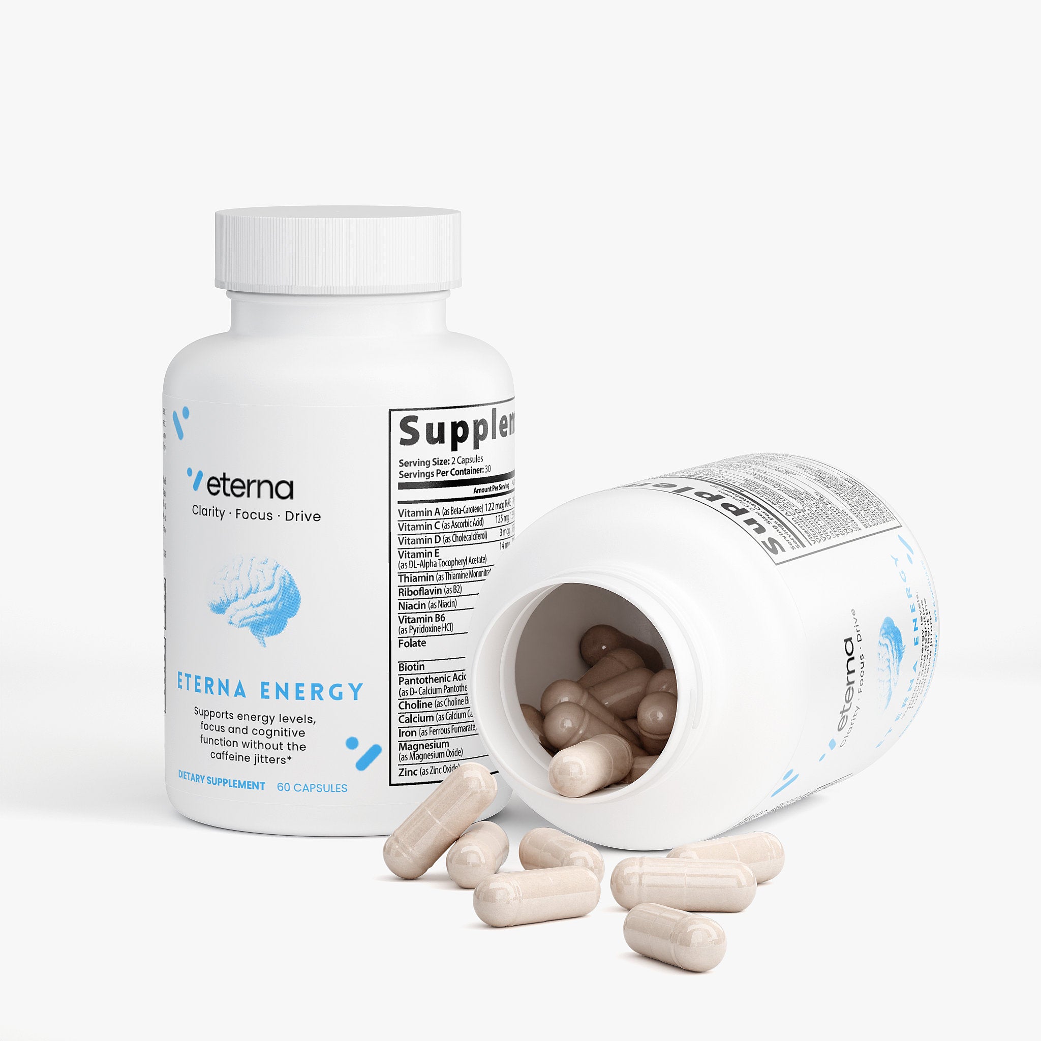 Eternavits Eterna Energy supplement facts and ingredients label