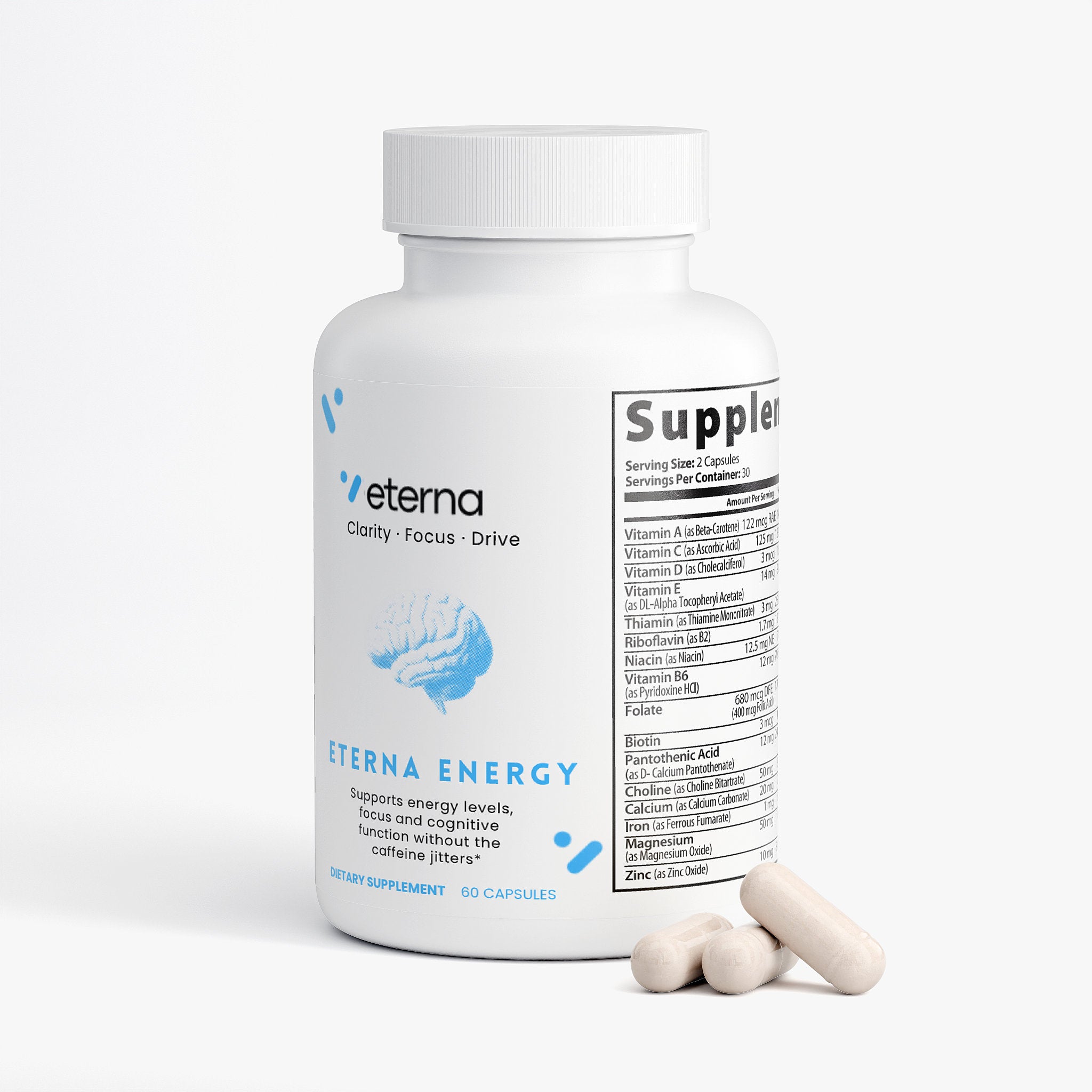 Eternavits Eterna Energy with Lions Mane and Alpha-GPC side view